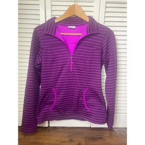 Columbia Sportswear Purple Striped Fleece Pullover Jacket Womens‎ XS